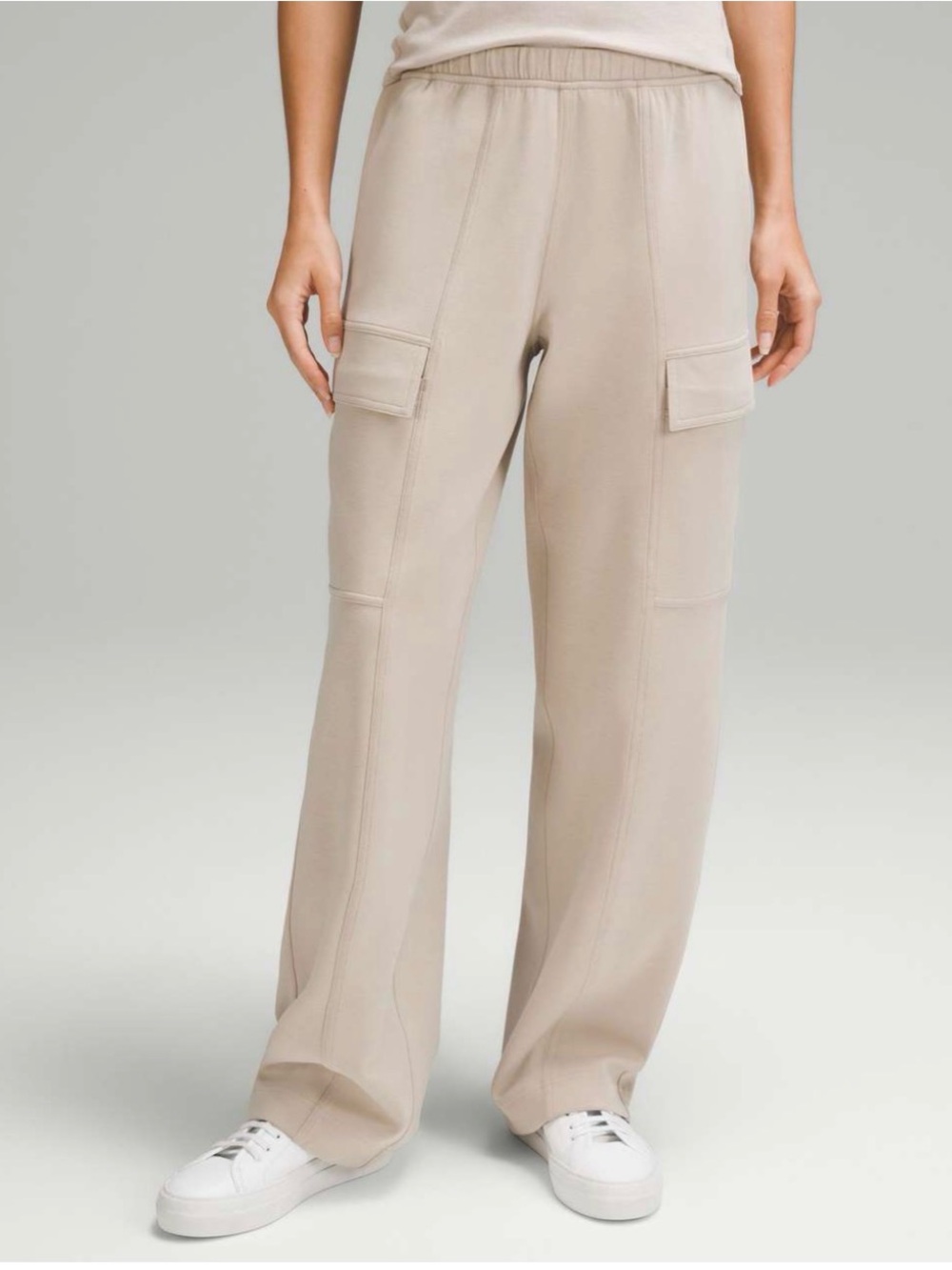 Lululemon Cotton-Blend Double-Knit Mid-Rise Cargo Pant Mojave Tan 6
